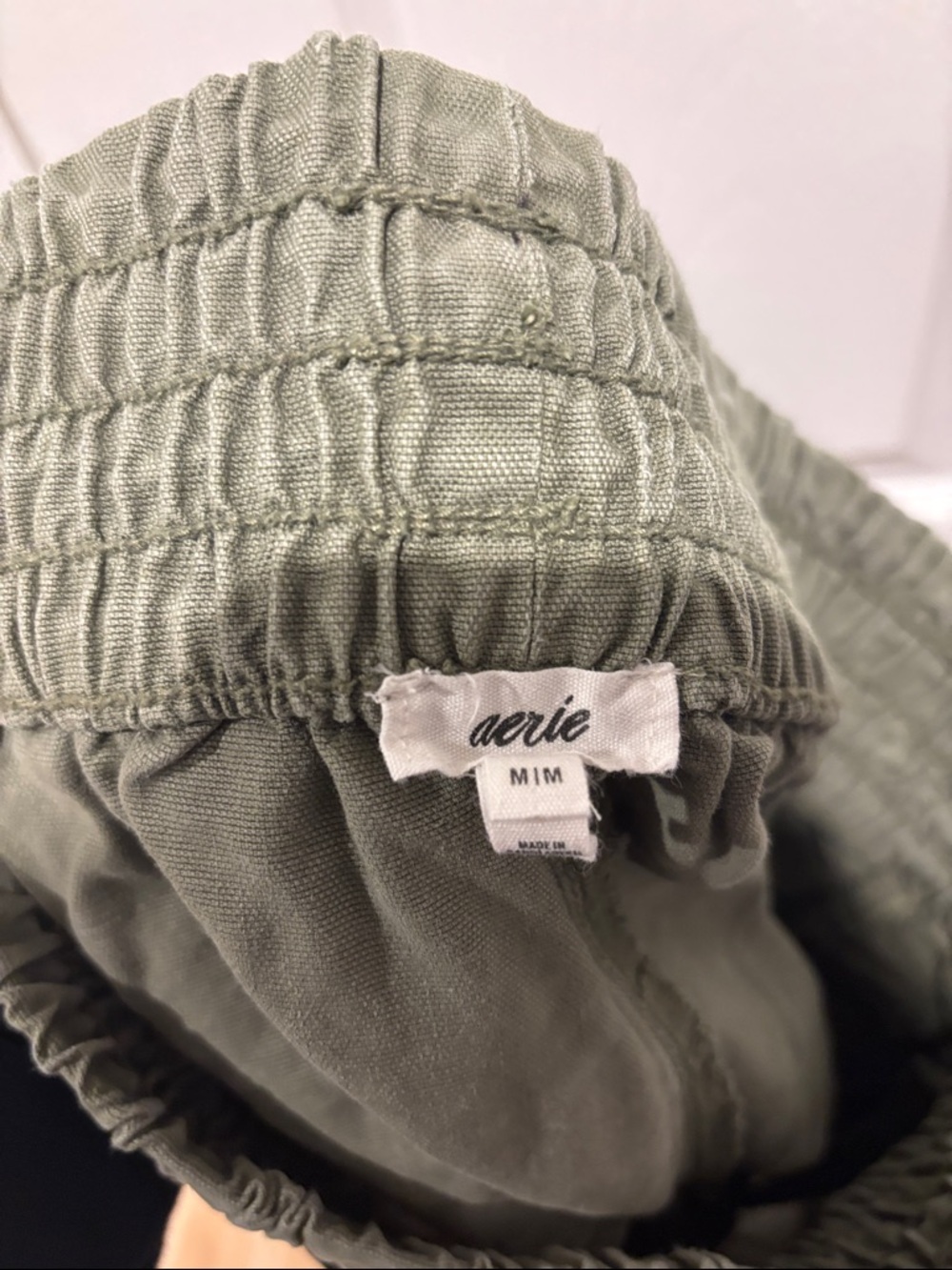 aerie Sage Green Elastic-Waist Shorts